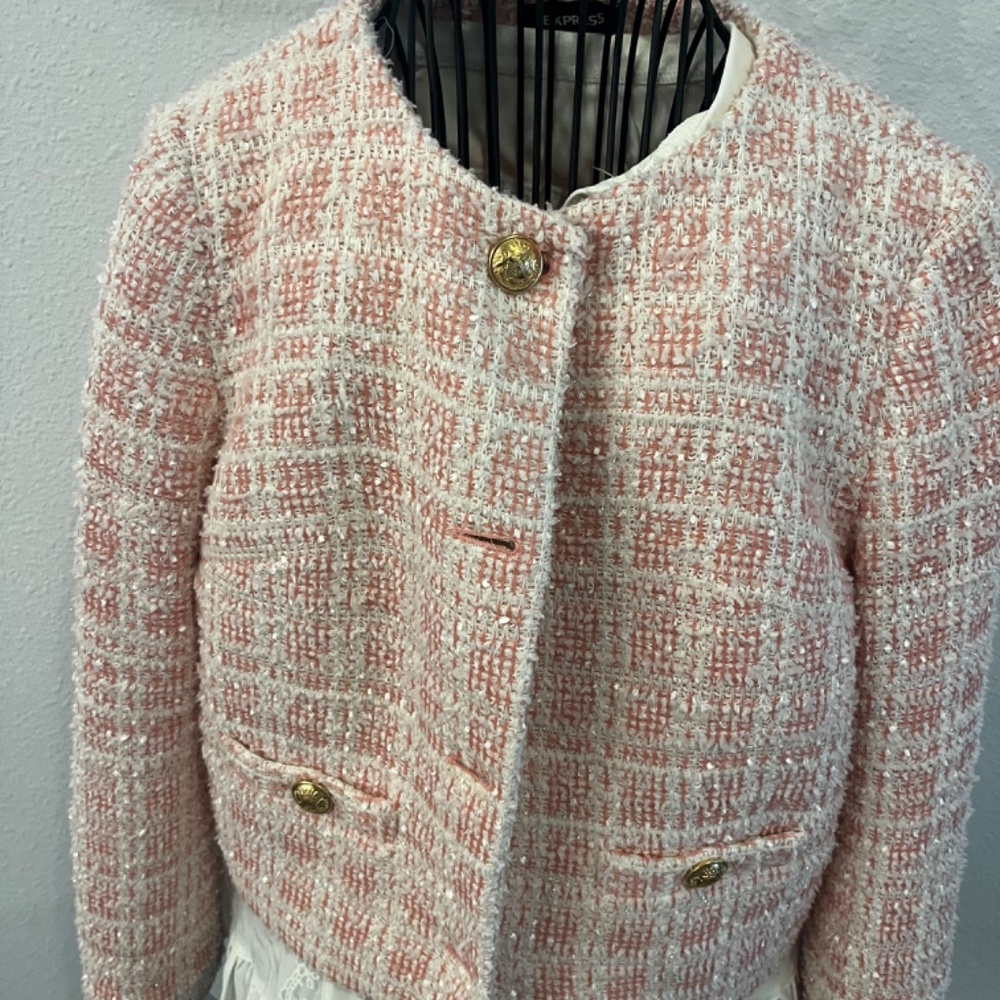 Express Pink Tweed Blazer - Picture 3 of 6
